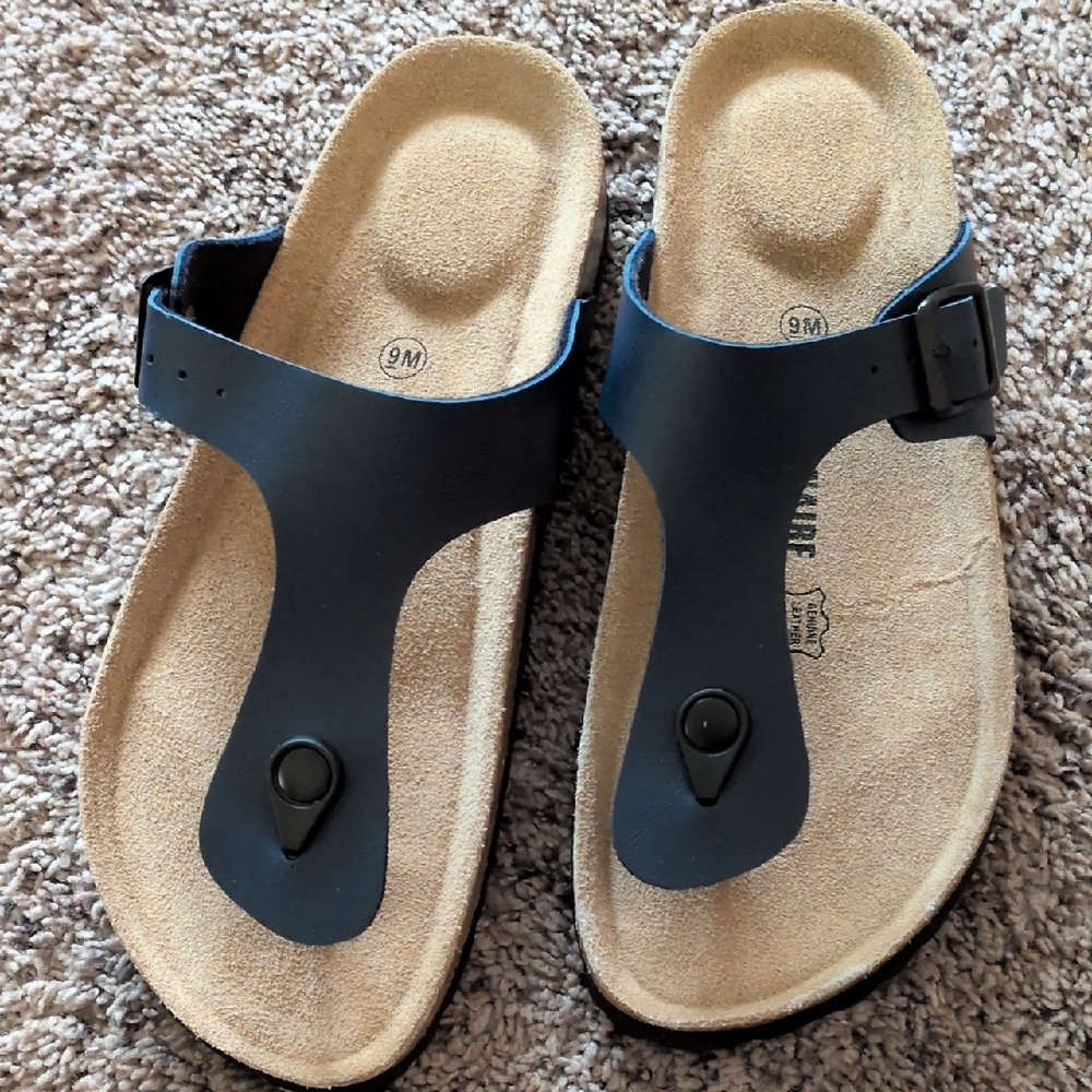 Blue  and Tan Sandals